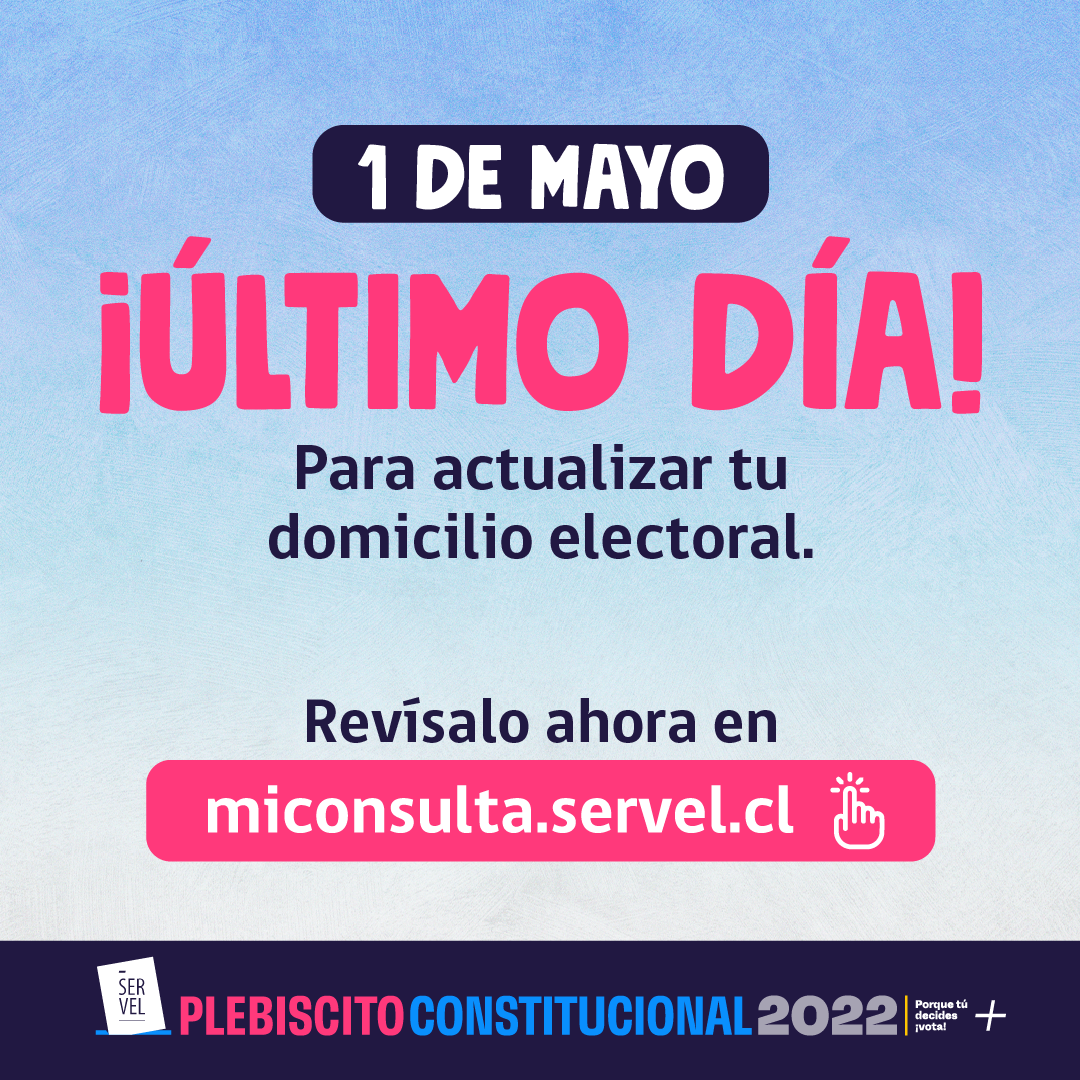 Este 1 de mayo culmina el plazo para actualizar tu domicilio electoral